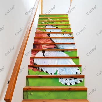 Зеленые наклейки на лестницу с бабочками Самоклеящаяся наклейка на лестницу для покрытия лестниц ПВХ Ремонт дома Декор лестницы Ступени