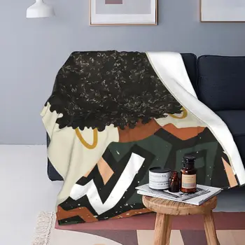 Ультрамягкое флисовое одеяло Black Hair Girl, модное портативное, подходит для дивана в разных стилях