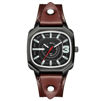 Leather Men's Watches Square Quartz Wristwatches Luxury Watches Man Clock Reloj Hombre Relogios Masculino Часы Мужские Наручные