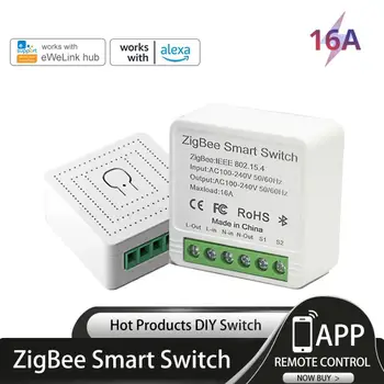 Zigbee 16A MINI Smart Switch Поддерживает автоматический выключатель с двухпозиционным таймером управления, беспроводной переключатель работает с Alexa Google Home