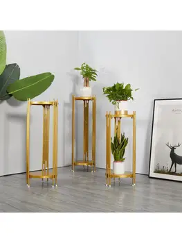 Золотая цветочная рамка в скандинавском стиле, простой кованый пол в гостиной, треугольный держатель для цветочного горшка, декоративная полка для цветов, креативный