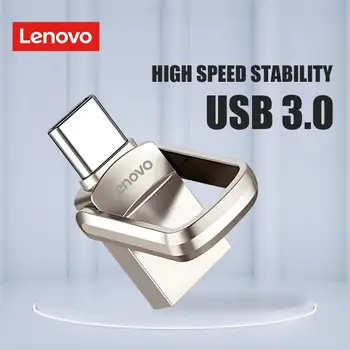Флэш-накопители Lenovo 2In1 Thumb Usb 1 ТБ USB 3.0 Type C OTG Micro Pen Drive 128 ГБ Портативный Вращающийся Ключ USB 2 ТБ Flash Memory Stick
