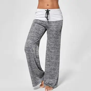Женские штаны для йоги с эластичной резинкой на талии, широкие женские спортивные брюки, свободные Мягкие дышащие женские длинные брюки полной длины
