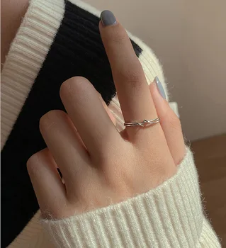 Двухслойное кольцо из серебра 925 пробы с геометрической обмоткой, открывающее указательный палец для женщин, модные минималистичные ювелирные изделия, подарок для вечеринки