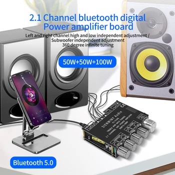 2.1 3-Канальная Плата Усилителя низких частот 50WX2 100W CS8673E, совместимая с Bluetooth 5.1 DIY Home Audio, Поддерживает Управление приложением по телефону