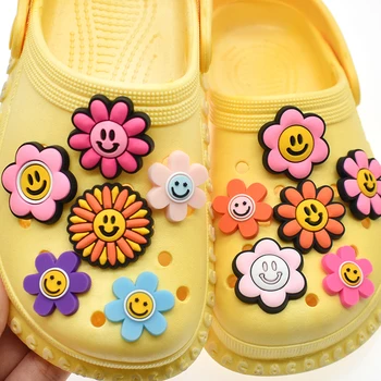 1 шт. цветочная девочка, опрятная летняя улыбка, подсолнух, подходит для украшения сандалий-сабо своими руками, булавок для значков Rainbow Pride Croc