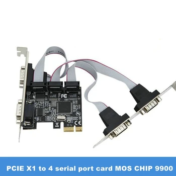 Высококачественный MOSCHIP 9900 PCIe с 4 Портами Последовательной Дополнительной Карты Multi RS232 DB9 COM Expansion Riser Adapter Конвертер