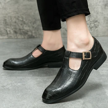Модные тенденции Стиль Мужская повседневная обувь Деловые свидания Вечерние Официальная обувь Кожаные сандалии Baotou Мужская дышащая обувь с острым носком
