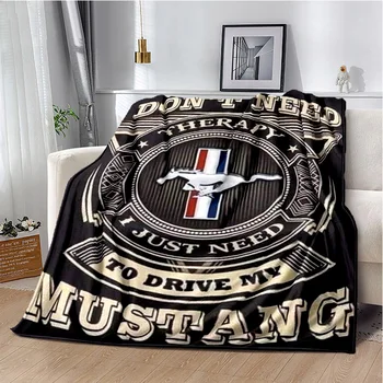 Одеяло серии HD Ford 3D Mustang с логотипом автомобиля, мягкое покрывало для дома, кровати, дивана, офиса для пикника, путешествий, одеяла для детей