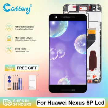 5,7 Дюймов для Huawei NEXUS 6P, сенсорная ЖК-панель, дигитайзер, Замена дисплея NEXUS 6P в сборе на рамку