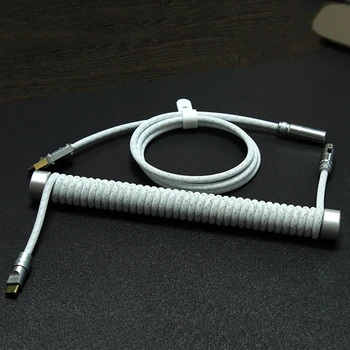 Красочный спиральный кабель для передачи данных Type-c С металлическим кабелем, Фиксированная планка 1,5 м-2 м, Механическая клавиатура, Авиационный головной провод