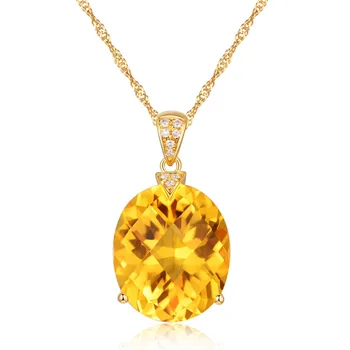 YangFx Серебристый цвет, Новый роскошный стиль, Высококачественный Желтый кристалл, Крупная подвеска с цирконом, женское ожерелье, ювелирные изделия