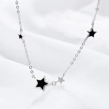 FoYuan Серебряный цвет, простой модный ошейник, ожерелье с пентаграммой, ювелирные изделия с темпераментом маленькой Звезды