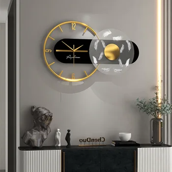Современные минималистичные настенные часы в гостиной Креативные настенные часы Бытовые бесшумные Большие железные настенные украшения Украшение дома