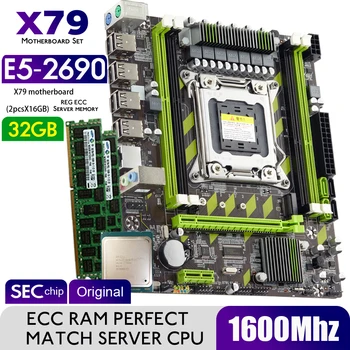 Материнская плата Atermiter X79 с XEON E5 2690 2*16 ГБ = 32 ГБ DDR3 1600 МГЦ 12800R REG ECC RAM Memory Combo Kit Комплект NVME SATA Сервер