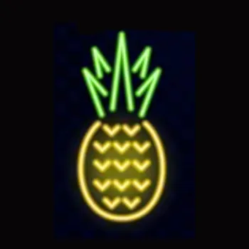 Неоновая световая вывеска с фруктами и ананасом, изготовленная на заказ, магазин настоящих стеклянных трубок ручной работы, реклама декора помещения, неоновая лампа, висящая на стене 15X19 