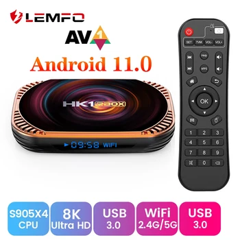 LEMFO S905 X4 Smart TV Box Android 11 4GB 64GB 128GB Android TV Box 8K AV1 1000M Телеприставка 2023 Двойной Wifi медиаплеер
