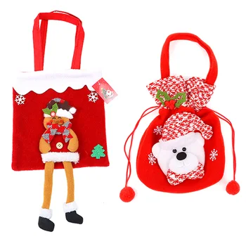 Рождественская Длинноногая сумочка Санта-Клаус, Снеговик, Лось, Подарочная сумка на шнурке, Рождественская Мягкая Короткая Плюшевая сумка для упаковки конфет, Новогодний декор