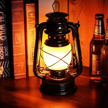 Ретро-керосиновая лампа с регулируемой яркостью, перезаряжаемый портативный фонарь, креативная промышленная барная настольная лампа, Прикроватные ночные светильники для спальни