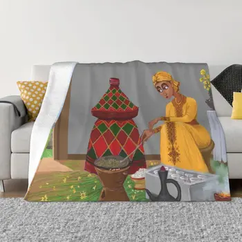 Одеяло с эфиопской росписью, флисовое Всесезонное Многофункциональное Легкое Тонкое покрывало для диванов, офисных покрывал