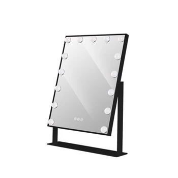 US Plug LED Live Mirror 15 ламп, Стоячее Складное Зеркало для туалетного столика, Компактное Косметическое Зеркало с сенсорным затемнителем