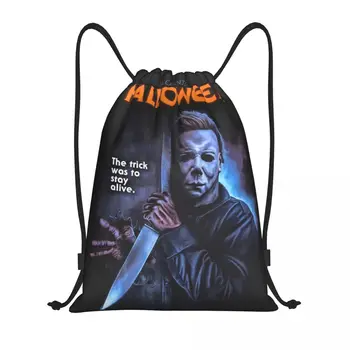 Рюкзак с завязками из фильма ужасов Майкла Майерса на Хэллоуин, женский, мужской, спортивный рюкзак для спортзала, складная сумка для тренировок, сумка