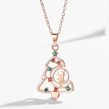 2023 Рождественский подарок, ожерелье в виде рождественской елки для женщин, легкий роскошный дизайн в нише, ювелирные изделия из высококачественного золота