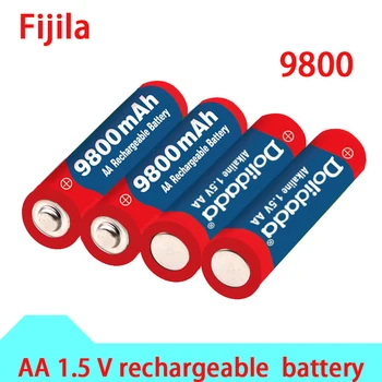 100% новая аккумуляторная батарея tag AA емкостью 9800 мАч, аккумуляторная батарея AA 1,5 В. Перезаряжаемые новые Alcalinas drummey┬ 1 шт. зарядное устройство с 4 элементами