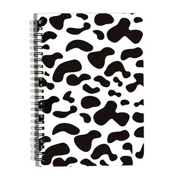 Студенческий блокнот для дневника формата А5, записная книжка на спирали, прочный двухпроводной переплет из бумаги премиум-класса, симпатичная черно-белая обложка из коровьей кожи