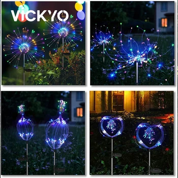 VICKYO Солнечный фейерверк, свет одуванчика, светодиодные наружные водонепроницаемые садовые фонари для садового балкона, наружное декоративное освещение