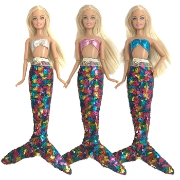 3 Раздела Супер Блестящий купальник-русалка для куклы Барби, аксессуары, игрушки для девочки, кукольный подарок 007ABC JJ