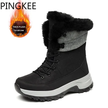 PINGKEE Термальный плюш Для альпинизма, водонепроницаемая ткань, верх, подошва, сцепление, Мужские Зимние треккинговые ботинки, обувь для мужчин