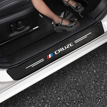 Наклейки на порог автомобиля из углеродного волокна, 4шт, Декоративная Полоска для Chevrolet Cruze 2012 2017 2019, Автоаксессуары
