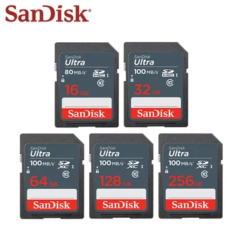 100% Оригинальная SD-Карта SanDisk Ultra 16GB 32GB 64GB128GB 256GB Class 10 Высокоскоростная Карта Памяти U1 Для Камеры