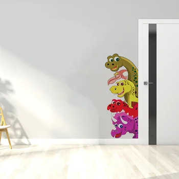 Забавный Зонд Динозавр За Дверью Декор Комнаты Наклейки На Стены Наклейки Детская Детская Спальня Гостиная Настенная Роспись Искусство