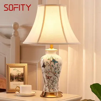 Современные керамические настольные лампы SOFITY, простая креативная роскошная прикроватная настольная лампа для дома, гостиной, кабинета, спальни
