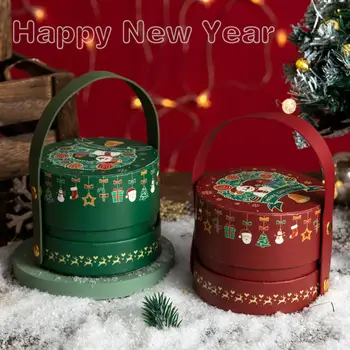 Подарочная коробка с рождественскими яблоками, 1 шт, Рождественская коробка для печенья с принтом Санта-Элемента, Праздничная упаковка конфет, шоколадные принадлежности для домашних вечеринок