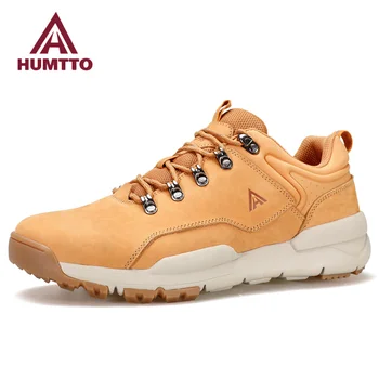 Мужская повседневная обувь HUMTTO, роскошные дизайнерские кожаные походные ботинки, уличные альпинистские треккинговые кроссовки, Мужская спортивная обувь для ходьбы