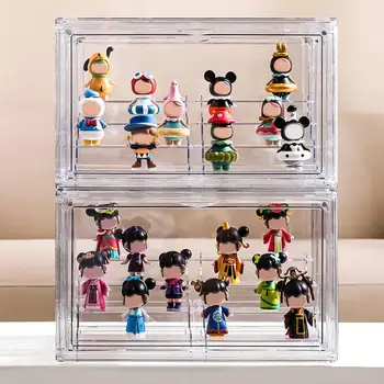 Компактная устойчивая большая витрина для кукол с мультяшным персонажем для выставки