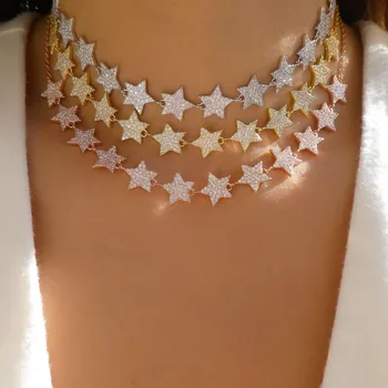 Розовое золото, ожерелье с подвеской в виде новой звезды, новизированное ожерелье с пятизвездочным покрытием cz, подарок девушке на День рождения ручной работы