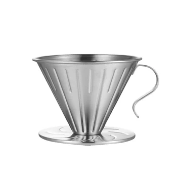 Конусная Фильтровальная чашка из пищевой нержавеющей стали Для Переливания кофе с капельницей Прочная Долговечная и экологически Чистая