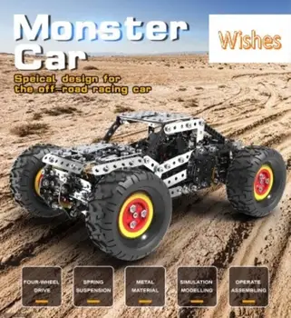 Автомобиль-монстр, большие колеса, внедорожник Range Rover, строительные блоки, металлические игрушки, детские сложные винты, гайки, металлические 3D-модели сборки