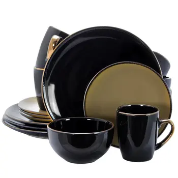 Набор посуды Cambridge Grand из 16 предметов роскошного черного и темно-серого цветов