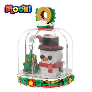 Рождественский снеговик MOOXI, модель Рождественской елки, конфетный блок, развивающая игрушка для детей, Строительный кирпич, подарок, Сборка деталей MOC1290