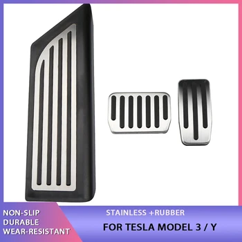 для Tesla Model 3 Y 2016 - 2021 Педаль акселератора, упора тормоза, автомобильные накладки для педалей, аксессуары из нержавеющей стали третьей модели