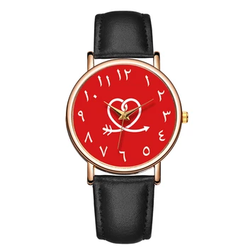 Модные женские кварцевые наручные часы Red Heart Watch Кожаные водонепроницаемые часы Индивидуальные простые кварцевые часы для девушек