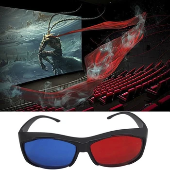 Красные, синие 3D-очки в черной оправе для объемных анаглифов, телевизионных фильмов, DVD-игр, очков виртуальной реальности