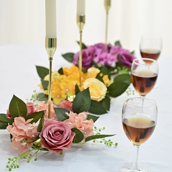Праздничный стол, венок из шелковых цветов, кольца для свечей из искусственных роз, 1ШТ 20 см
