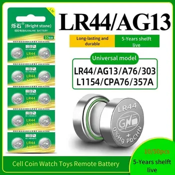 Оригинальные 10/50шт AG13 1.55V Часы Cell Coin Battery LR44 L1154 A76 357 SR44 Щелочные Кнопочные Батарейки для Часов Игрушка Пульт Дистанционного Управления