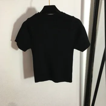 Летняя женская трикотажная рубашка с короткими рукавами, однотонная футболка с надписью, женские сексуальные топы 024245670